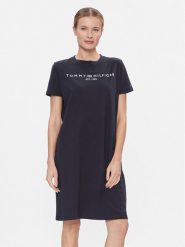 Tommy Hilfiger Sukienka codzienna Rlx Corp Logo Tshirt Drs Ss WW0WW41013 Granatowy Regular Fit. Niebieskie sukienki TOMMY HILFIGER, na co dzień, s, bez wzorów, z bawełny, bez kołnierzyka, bez ramiączek, proste. Za 469.99 zł.