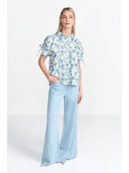 Rich & Royal Bluzka w kolorze błękitno-białym rozmiar: 40. Niebieskie bluzki Rich & Royal, bez wzorów, z bawełny, bez kołnierzyka, bez ramiączek. Za 234.97 zł.