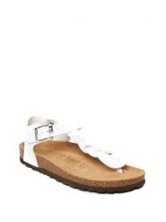 Mandel Sandały w kolorze białym rozmiar: 40. Białe sandały Mandel, bez wzorów, z materiału, klasyczne, z otwartym noskiem, bez obcasa, bez zapięcia. Za 110.84 zł.
