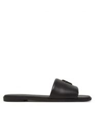 Tommy Hilfiger Klapki Th Logo Hardware Leather Mule FW0FW08806 Czarny. Czarne klapki TOMMY HILFIGER, bez wzorów, ze skóry, bez obcasa. Za 299.99 zł.