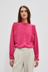 Koszula z plisowaniem różowa. Czerwone koszule MOODO, xl, bez wzorów, z poliesteru, bez kołnierzyka, bez ramiączek. W wyprzedaży za 27.99 zł.
