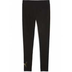 Damskie legginsy ESS METALLIC PUMA Black Metallic Gold. Czarne legginsy Puma, bez wzorów. Za 129.00 zł.