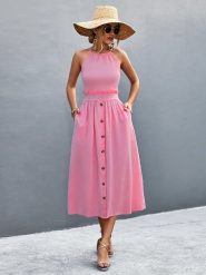 Ariel Tesoro Sukienka w kolorze jasnoróżowym rozmiar: 36. Różowe sukienki Ariel Tesoro, bez wzorów, bez kołnierzyka, bez ramiączek, midi. Za 178.95 zł.