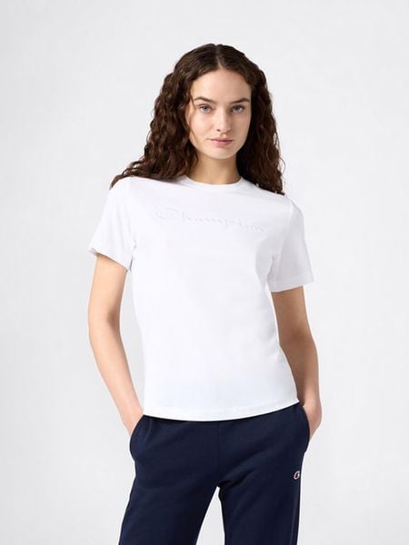 Champion Koszulka w kolorze białym rozmiar: L. Białe bluzki Champion, l, bez wzorów, z bawełny, bez kołnierzyka, bez ramiączek. Za 74.28 zł.