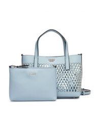 Guess Torebka Letty Mini HWPG99 11750 Niebieski jasny. Niebieskie torebki klasyczne Guess, z aplikacjami, ze skóry, bez dodatków. Za 589.99 zł.