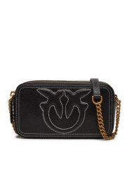 Pinko Torebka Pelle Bottalata 103799 Czarny. Czarne listonoszki Pinko, bez wzorów, ze skóry, bez dodatków. Za 689.99 zł.