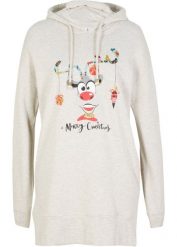 Długa bluza z kapturem i rozcięciem z boku. Szare bluzy bonprix, na zimę, bez wzorów, z kapturem. Za 109.99 zł.