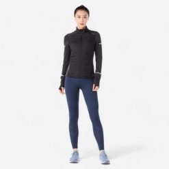 Bluza do biegania damska Kiprun Vest Warm ocieplana. Czarne bluzy KIPRUN, l, bez wzorów, z materiału, bez kaptura. Za 199.99 zł.