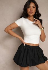 Biały T-shirt Cropped z Wiskozą Efranessa. Białe t-shirty Renee, l, z aplikacjami, z wiskozy, bez kołnierzyka, bez ramiączek. Za 59.99 zł.