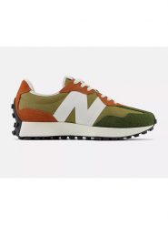New Balance Skórzane sneakersy "327" w kolorze oliwkowo-pomarańczowym rozmiar: 44. Brązowe trampki New Balance, bez wzorów, bez zapięcia. Za 316.24 zł.
