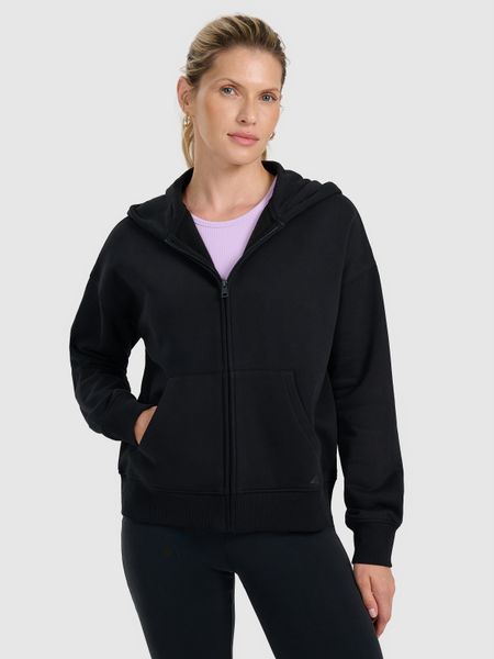 4F Bluza dresowa rozpinana z kapturem damska - czarna M. Czarne bluzy 4f, m, bez wzorów, z dresówki, z kapturem. Za 169.99 zł.