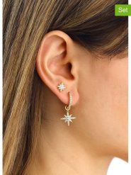 Miu Silver Pozłacane kolczyki (2 szt.) z cyrkoniami rozmiar: onesize. Szare kolczyki Miu Silver, z cyrkonią, pozłacane. Za 100.99 zł.