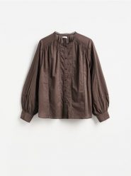 Koszula z ażurowymi wstawkami - szary. Szare koszule Reserved, l, w ażurowe wzory, z bawełny, bez kołnierzyka, bez ramiączek. Za 129.99 zł.