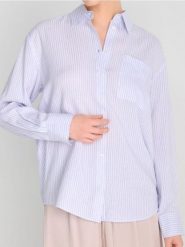 Koszula regular fit z domieszką lnu - niebieski. Niebieskie koszule Sinsay, l, bez wzorów, z materiału, bez kołnierzyka, bez ramiączek. W wyprzedaży za 24.99 zł.