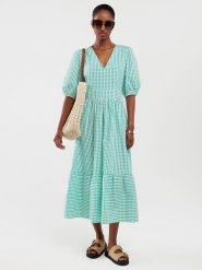 BIG STAR Sukienka w kolorze turkusowym rozmiar: XS. Niebieskie sukienki Big Star, xs, bez wzorów, z bawełny, retro, bez kołnierzyka, bez ramiączek, maxi. Za 149.99 zł.