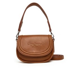 Torebka Pepe Jeans. Brązowe torebki klasyczne Pepe Jeans, bez wzorów, z jeansu, bez dodatków. Za 349.99 zł.