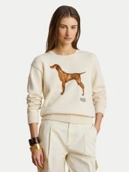 LAUREN RALPH LAUREN Sweter 200P14120001 Kremowy Regular Fit. Białe swetry Lauren Ralph Lauren, m, bez wzorów, z bawełny, bez ramiączek. Za 1,199.00 zł.