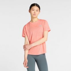 Koszulka damska New Balance WT41253FLE – pomarańczowa. Brązowe bluzki New Balance, l, bez wzorów, z materiału, sportowe, bez kołnierzyka, bez ramiączek. Za 199.99 zł.