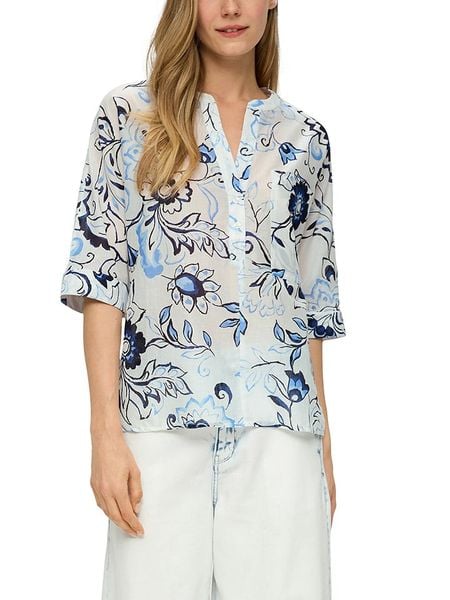 S.OLIVER RED LABEL Bluzka w kolorze biało-błękitnym rozmiar: 38. Białe bluzki s.Oliver RED LABEL, s, bez wzorów, z bawełny, bez kołnierzyka, bez ramiączek. Za 91.99 zł.