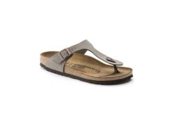 Japonki damskie Birkenstock Gizeh. Szare klapki Birkenstock, bez wzorów, z materiału, bez obcasa. Za 329.00 zł.