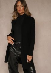 Czarny Długi Niezapinany Kardigan z Kaszmirem Palmire. Czarne kardigany Renee, bez wzorów, z kaszmiru. Za 159.99 zł.