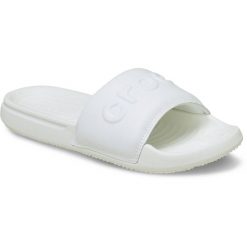 Damskie klapki Crocs Crocs All Day Slide W 211430-100. Białe klapki Crocs, bez wzorów, z materiału, z okrągłym noskiem, bez obcasa. Za 121.72 zł.