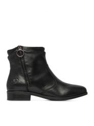 Rieker Botki CEO-77041-01 Czarny. Czarne botki Rieker, bez wzorów, ze skóry, bez obcasa, na płaskiej podeszwie, bez zapięcia. Za 419.99 zł.