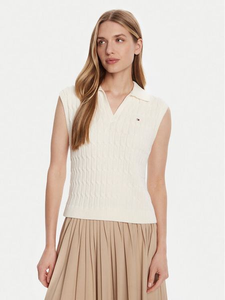 Tommy Hilfiger Sweter WW0WW45655 Écru Regular Fit. Swetry TOMMY HILFIGER, xl, bez wzorów, z bawełny, bez ramiączek. Za 349.99 zł.