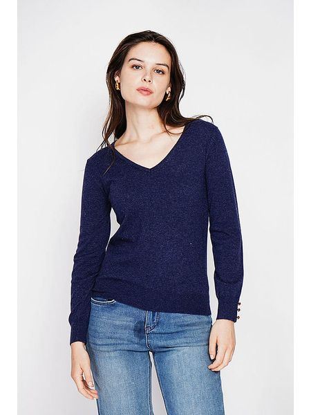 C& Jo Sweter w kolorze granatowym rozmiar: 38. Niebieskie swetry C& Jo, bez wzorów, ze splotem, bez ramiączek. Za 121.99 zł.