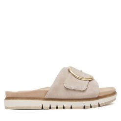 Klapki Tamaris. Brązowe klapki Tamaris, bez wzorów, bez obcasa. Za 299.99 zł.