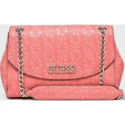 Guess Jeans - Torebka. Pomarańczowe torby na ramię Guess Jeans, z aplikacjami, z jeansu, casualowe, na ramię, bez dodatków. W wyprzedaży za 359.90 zł.