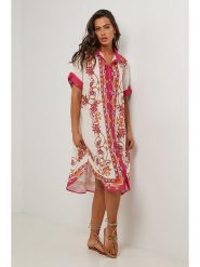 Le Monde du Lin Sukienka w kolorze kremowo-czerwonym rozmiar: 38/40. Brązowe sukienki Le Monde du Lin, na co dzień, bez wzorów, klasyczne, bez kołnierzyka, bez ramiączek, midi, proste. Za 130.99 zł.