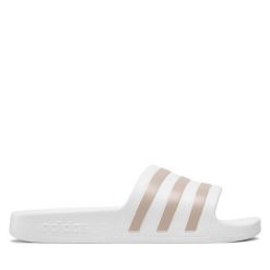 Klapki adidas. Zielone klapki Adidas, bez wzorów, bez obcasa. Za 169.99 zł.