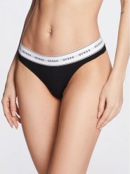 Guess Stringi Carrie O97E04 KBBU1 Czarny. Czarne stringi Guess, z aplikacjami, z bawełny. Za 69.99 zł.
