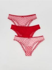 Siateczkowe majtki figi 3 pack - pastelowy róż. Czerwone figi Reserved, l, bez wzorów. Za 59.99 zł.