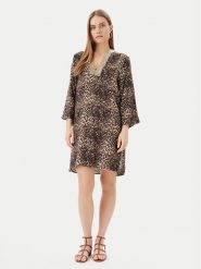 LOLA CASADEMUNT Sukienka letnia LS2516036 Brązowy Relaxed Fit. Brązowe sukienki LOLA CASADEMUNT, na lato, s, bez wzorów, z wiskozy, bez kołnierzyka, bez ramiączek. Za 259.99 zł.