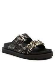 Guess Klapki Fatema FL6FAT FAL03 Czarny. Czarne klapki Guess, z aplikacjami, z materiału, bez obcasa. Za 299.99 zł.