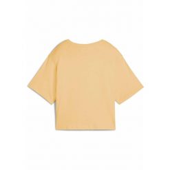 Damska luźna koszulka z logo NO.1 ESS Cropped PUMA Almost Apricot Orange. Brązowe bluzki Puma, s, bez wzorów, z jeansu, sportowe, bez kołnierzyka, bez ramiączek. Za 99.00 zł.