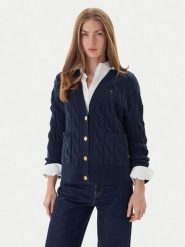 Tommy Hilfiger Kardigan WW0WW43089 Granatowy Regular Fit. Niebieskie kardigany TOMMY HILFIGER, xl, bez wzorów, z wełny. Za 749.99 zł.