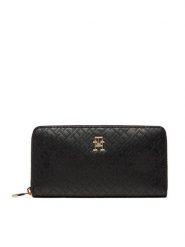 Tommy Hilfiger Duży Portfel Damski Th Distinct Lrg Za Mono AW0AW17258 Czarny. Czarne portfele TOMMY HILFIGER, bez wzorów, ze skóry. Za 209.99 zł.