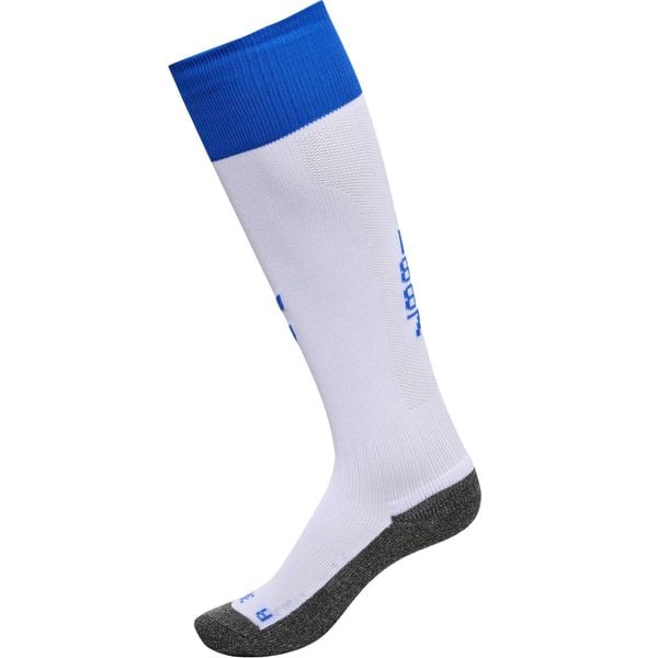 Skarpetki domowe Odense Boldklub 2024/25. Białe skarpety Hummel, bez wzorów, z materiału. Za 115.00 zł.