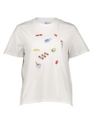 Pieces Koszulka w kolorze białym rozmiar: XS. Białe bluzki Pieces, xs, bez wzorów, z bawełny, bez kołnierzyka, bez ramiączek. Za 60.95 zł.