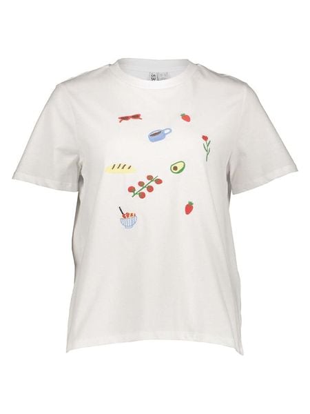 Pieces Koszulka w kolorze białym rozmiar: XS. Białe bluzki Pieces, xs, bez wzorów, z bawełny, bez kołnierzyka, bez ramiączek. Za 60.95 zł.