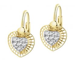 Złote kolczyki z cyrkoniami - serca. Żółte kolczyki Apart, z cyrkonią, złote. Za 1,579.00 zł.