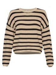 MOSS COPENHAGEN Sweter "Marthea Rachelle" w kolorze beżowo-czarnym rozmiar: L/XL. Brązowe swetry Moss Copenhagen, l, bez wzorów, z wiskozy, bez ramiączek. Za 140.53 zł.