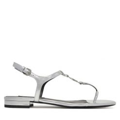 Sandały KARL LAGERFELD. Szare sandały KARL LAGERFELD, bez wzorów, bez obcasa, na płaskiej podeszwie, bez zapięcia. Za 499.99 zł.