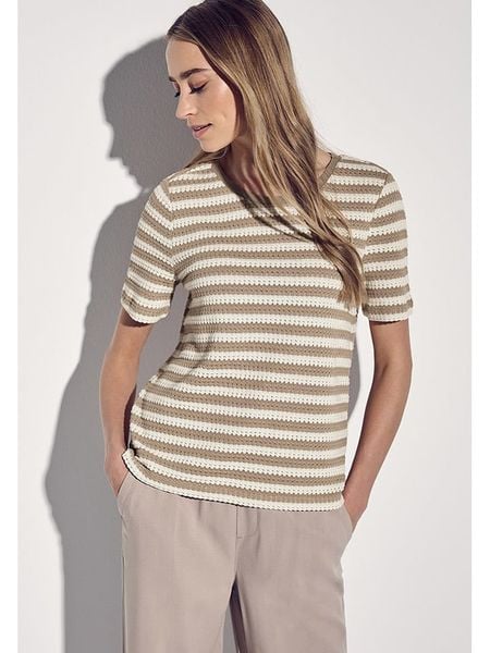 Street One Koszulka w kolorze beżowym rozmiar: 34. Brązowe bluzki Street One, bez wzorów, street, bez kołnierzyka, bez ramiączek. Za 87.81 zł.