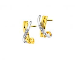 Kolczyki z żółtego złota z diamentami - 0,03 ct - próba 585. Żółte kolczyki Apart, z diamentem, złote. Za 1,359.00 zł.