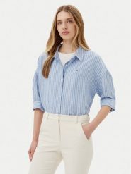 Tommy Hilfiger Koszula WW0WW46169 Niebieski Loose Fit. Niebieskie koszule TOMMY HILFIGER, bez wzorów, ze lnu, bez kołnierzyka, bez ramiączek. Za 509.99 zł.