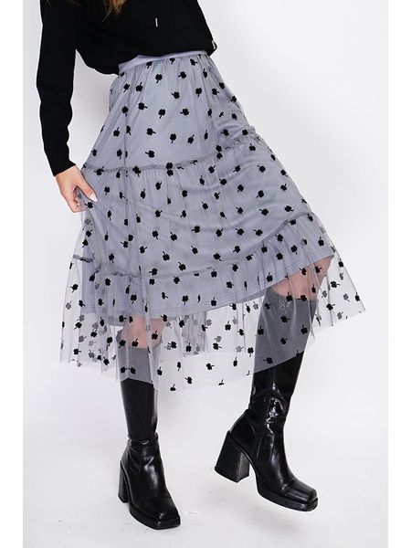 ASSUILI Spódnica w kolorze szarym rozmiar: 42. Szare spódnice Assuili, bez wzorów, z tiulu, klasyczne, midi. Za 144.45 zł.